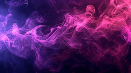 Smoke background. Ethereal aura. Pink purple liquid ink mysterious splash cloud hypnotic swirls flow light particles spreading in water wave.