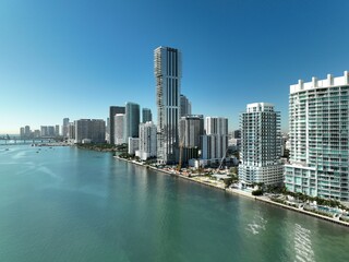 some large buildings and water in the middle of a city: Miami Edgewater