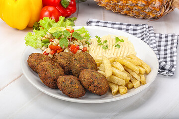 Falafel with hummus and fried potato