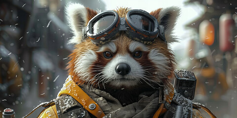 Intrepid Red Panda Adventurer Ready for Winter Exploration Banner