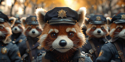 Brave Whiskered Defenders: The Raccoon Police Squad Banner