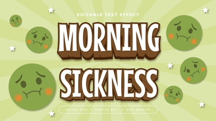 Green brown and white morning sickness 3d editable text effect - font style - obrazy, fototapety, plakaty