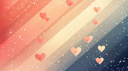 split background featuring soft coral and lemon yellow tones, with abstract heart-shaped light elements arranged in a diagonal pattern.