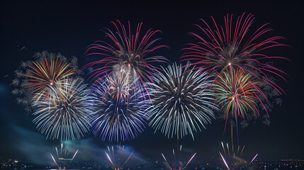 Fototapeta premium Brilliant Fireworks Display in the Night Sky