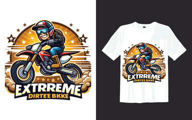 Extreme dirt bike cartoon vector illustration biker t shirt design