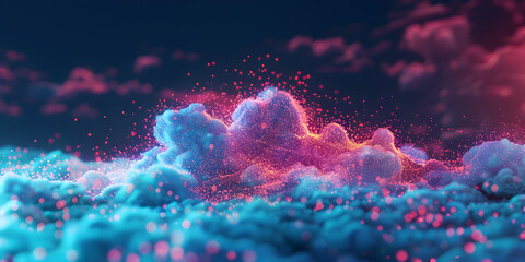 Fantasy style pink and light blue clouds in the sky, Soft cotton candy clouds - obrazy, fototapety, plakaty
