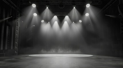 website background, bodybuilding competition stage with spotlights. minimalism, grayscale. - obrazy, fototapety, plakaty