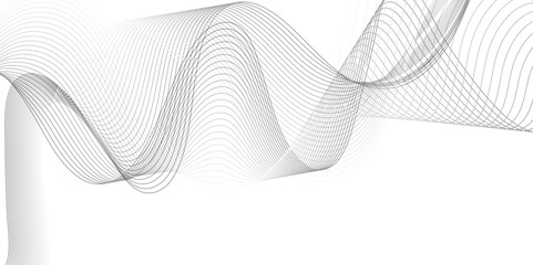 White wave curve lines banner background design. Abstract soft wave lines dynamic flowing gray light isolated background. Vector Illustration of the gray pattern of lines. Black stripes on white  - 768795170