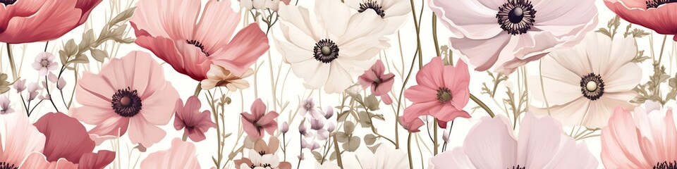 Floral-Inspired Seamless Background with Intricate Border Designs