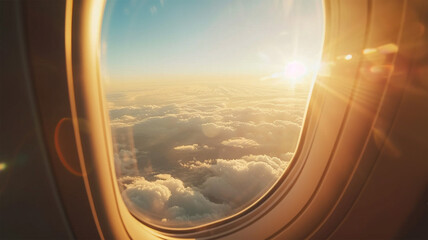 飛行機の窓から見える景色 - obrazy, fototapety, plakaty
