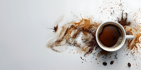 Energizing Coffee Cup Powering Through Late Night Deadlines on Isolated White Background - obrazy, fototapety, plakaty