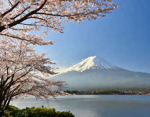 富士山と満開の桜
