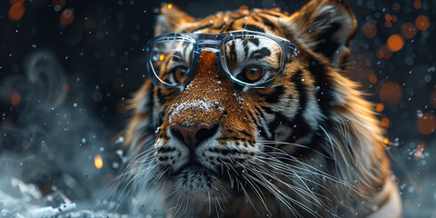 Scholarly Tiger Ponders Winters Mysteries in Snowy Wonderland Banner
