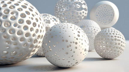 Digital white hollowed out sphere sculpture abstract graphic poster web page PPT background