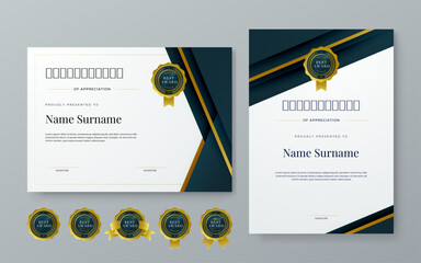 Black white and gold vector award certificate template fancy modern abstract for corporate. For appreciation, achievement, awards, education, competition, diploma template