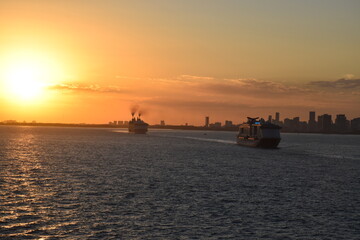 Fototapeta premium A sunset over the harbour, Miami, Florida, USA