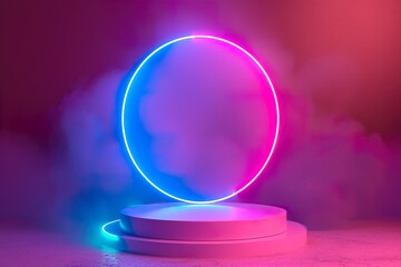 Obraz premium neon lights podium background