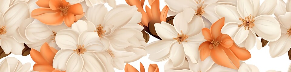 Flower-Decorated Seamless Background Enhanced with Ornate Border