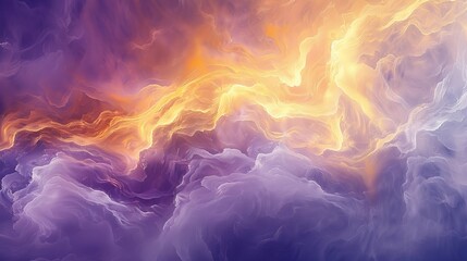 split background featuring soft yellow and lavender tones, with abstract cloud-shaped light shapes drifting gracefully across the canvas. - obrazy, fototapety, plakaty