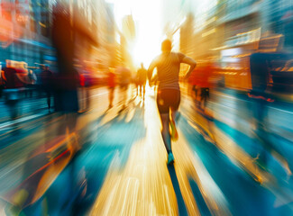 A close-up view of the feet of a runner in action on the road, highlighting the strength and agility required for long-distance running