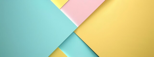split background using pastel yellow and pale turquoise, featuring abstract triangular light elements for a modern touch. - obrazy, fototapety, plakaty
