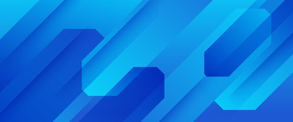 Fototapeta premium Blue vector abstract banner with simple geometric shapes. For cover design, book design, poster, cd cover, flyer, website backgrounds or advertising