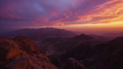 Sunset in the mountains of the Sinai Peninsula, Egypt