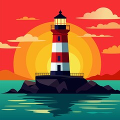 lighthouse in the sunset