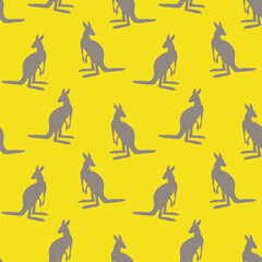 Seamless pattern with Kangaroo silhouette on color background. Vector illustration for card design, poster, fabric, textile. Pray for Australia and animals