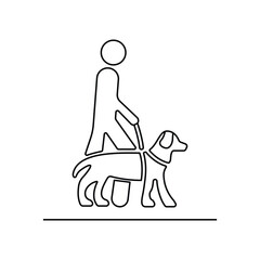 Walking human figure holding dog leash sign icon. Public information symbol modern, simple, vector, icon for website design, mobile app, ui. Vector Illustration