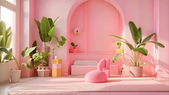 video pink children's bedroom