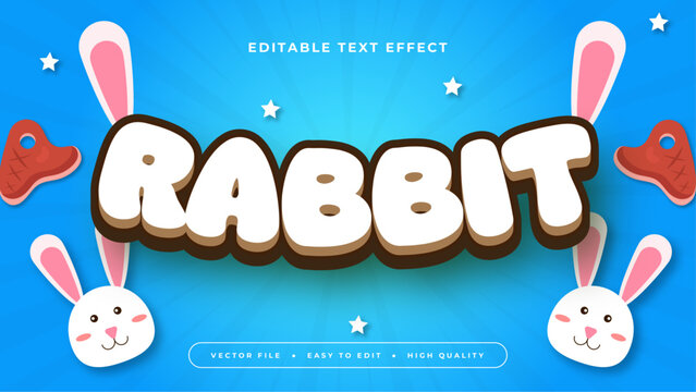 White blue and pink rabbit 3d editable text effect - font style