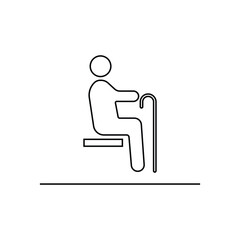 Sitting person with cane icon. Public information symbol modern, simple, vector, icon for website design, mobile app, ui. Vector Illustration