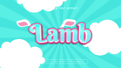 Pink white and blue lamb 3d editable text effect - font style