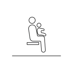 Sitting person holding a small child icon. Public information symbol modern, simple, vector, icon for website design, mobile app, ui. Vector Illustration