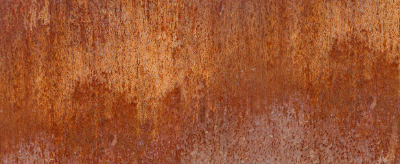 Grunge rusted metal texture. Rusty corrosion and oxidized background. Worn metallic iron panel. Abandoned design wall. Copper bar.	