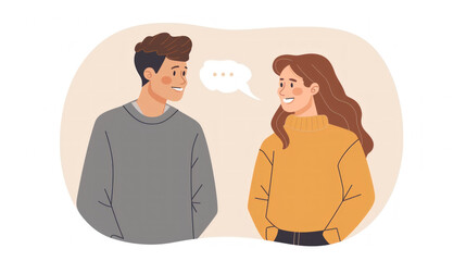 Fototapeta premium A man and a woman engaged in conversation, discussing with each other in a casual setting