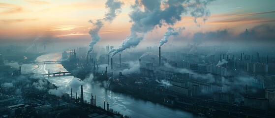 Lung diseases surge, industrial pollution and air pollution monitoring linked ,professional color grading, super realistic