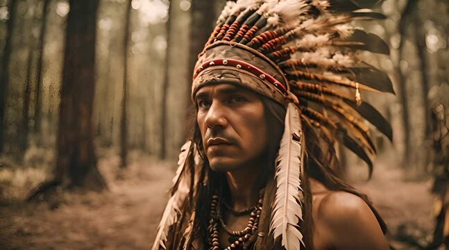 3D animation of Indian tribes wearing warbonnets