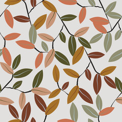 Cute hand drawn autumn leaves surface pattern seamless background