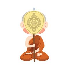monk Thai talipot fan in hand - 768804330