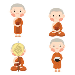 Man buddhist monk  a variety activities set - 768804338