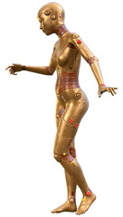 3D Rendering Female Robot on White