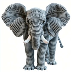 crocheted elephant, handmade colorfull teddy bear