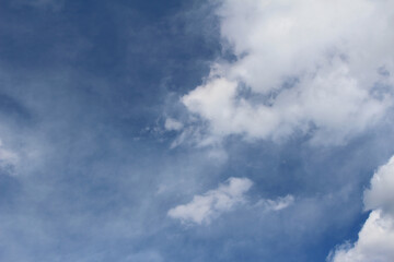 Fototapeta na wymiar Clouds in the blue sky background, cloudscape sky, soft color