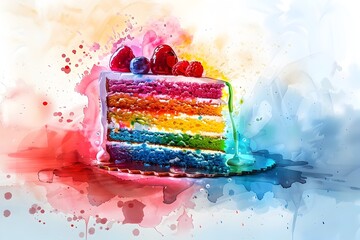 Vibrant Watercolor Cake with Jewel-Toned Hues and a Aesthetic
