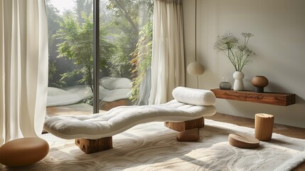 Modern Serene Spa Interior with Nature View