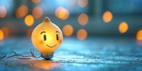 A Glowing Lightbulb Character Celebrates a Eureka Moment with Radiant and Illuminated Joy