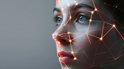 A facial recognition face technology security concept

 - obrazy, fototapety, plakaty