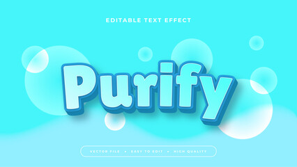 Blue and white purify 3d editable text effect - font style